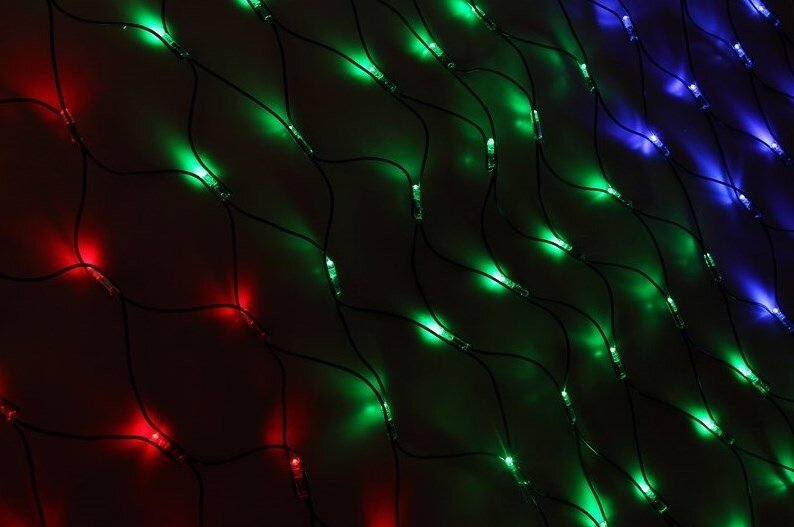 фото Гирлянда "сеть" 2х1,5м, черный пвх, 240 led мультиколор neon-night
