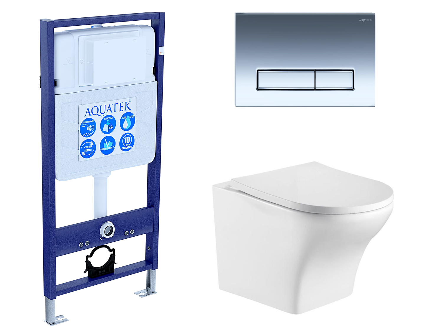 

Комплект: инсталляция Акватек Standart + унитаз Odenbach с кнопкой хром, 546959