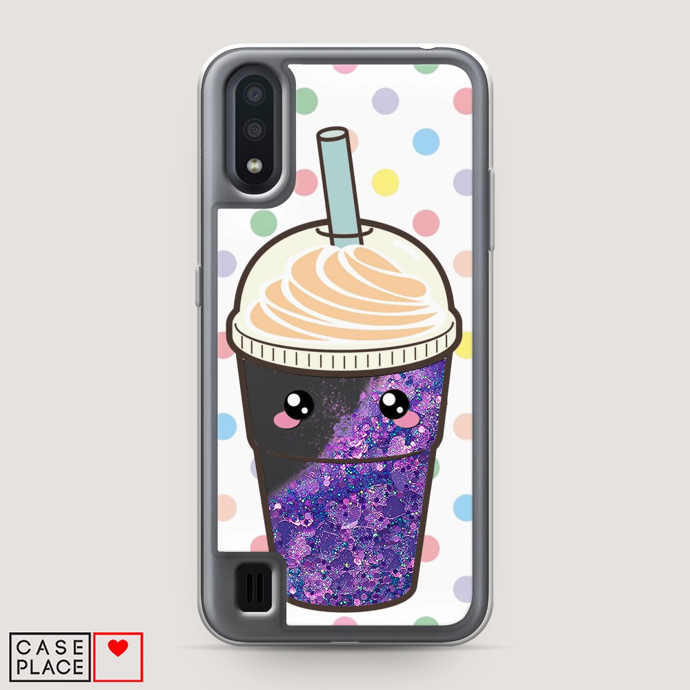 

Жидкий чехол с блестками "Милый стакан" на Samsung Galaxy A01, 29592-1
