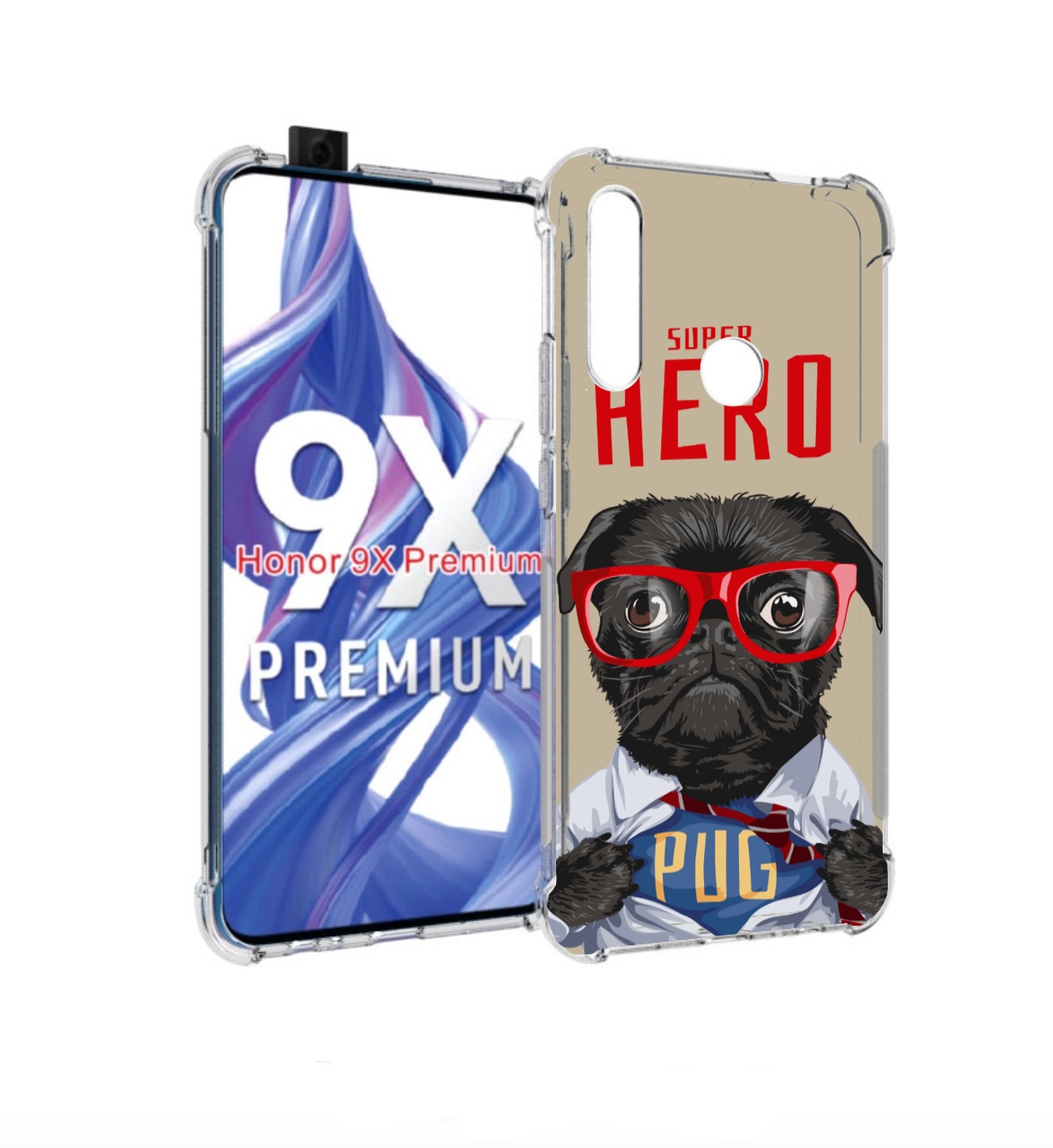 

Чехол бампер MyPads Герой-PUG для Honor 9X (STK-LX1), Прозрачный, Tocco