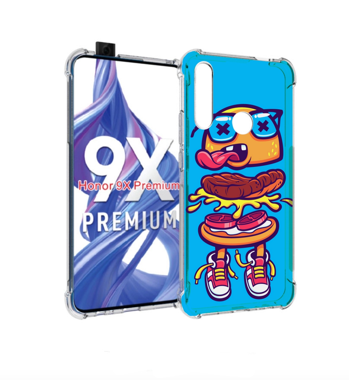 

Чехол бампер MyPads Бургер с очками для Honor 9X (STK-LX1)/Huawe, Прозрачный, Tocco