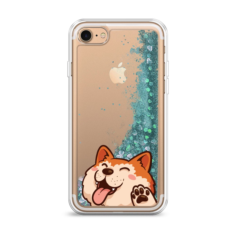

Жидкий чехол с блестками "Акита-ину машет" на Apple iPhone 7, 10695-1