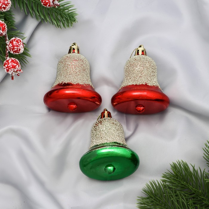 

Зимнее волшебство Украшение елочное "Вечерний звон" (набор 3 шт) 6,5х5,5 см, микс, Золотистый;красный;зеленый
