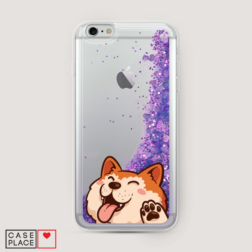 

Жидкий чехол с блестками "Акита-ину машет" на Apple iPhone 6 Plus, 10592-1