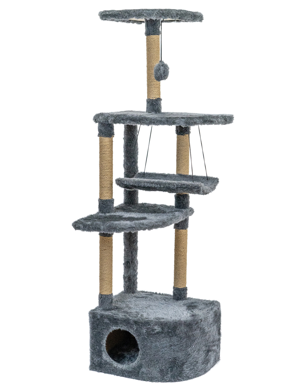 

Комплекс для кошек Yami Yami Логос, 150x48x48 см, угловой, дымчатый, Серый