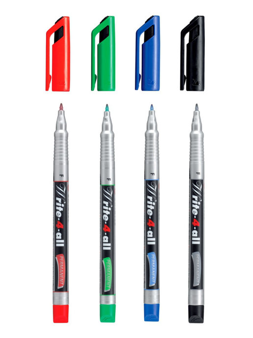 Маркер-ручка перманентный 0,7мм STABILO Write-4-All, 4 цвета