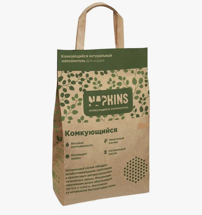 Комкующийся наполнитель NAPKINS бентонитовый, 12л