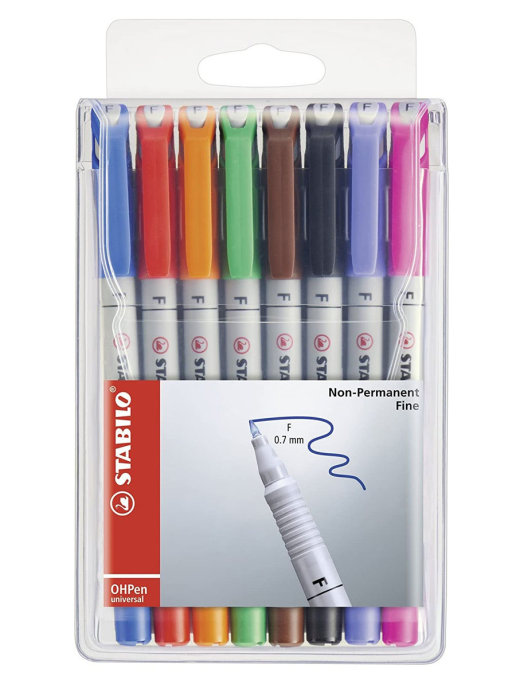 Маркер-ручка неперманентный 0,7мм STABILO OHPen Universal, 8 цветов