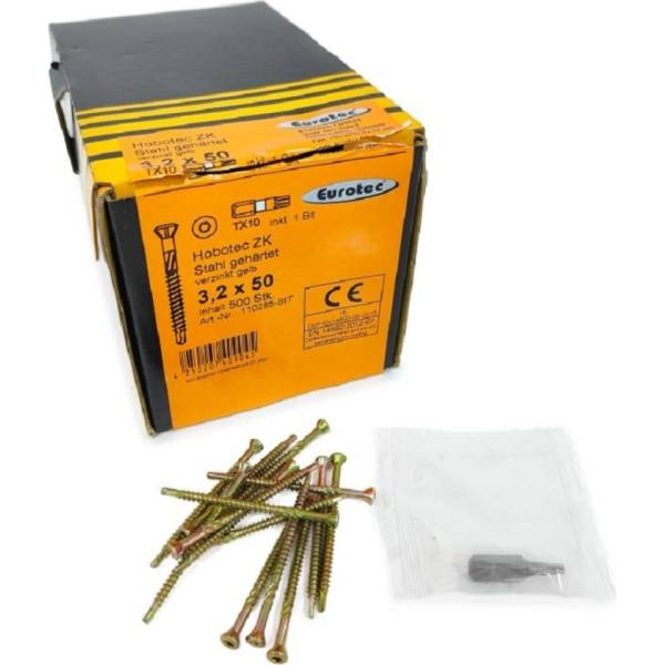 Eurotec Саморезы Hobotec ZK 3.2x50 TX10 (Трапеция, сверло, 500шт) арт. 110285