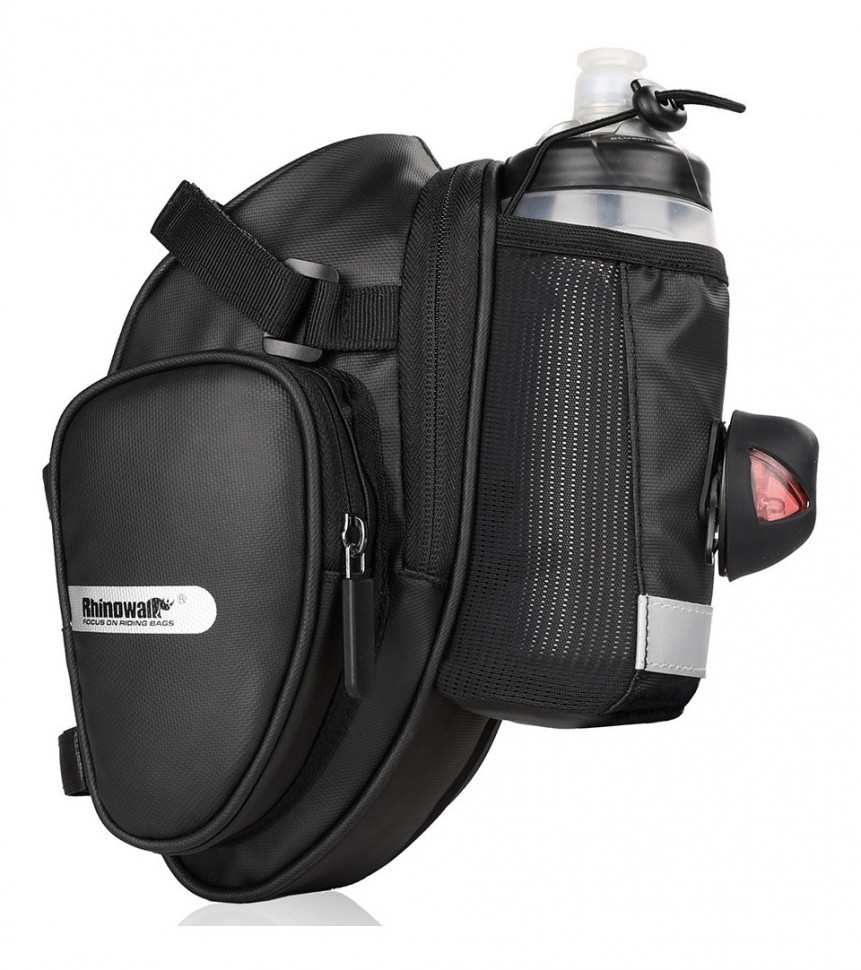 

Велосумка под седло для байкпакинга Rhinowalk Saddle bag с флягодержателем., Серый