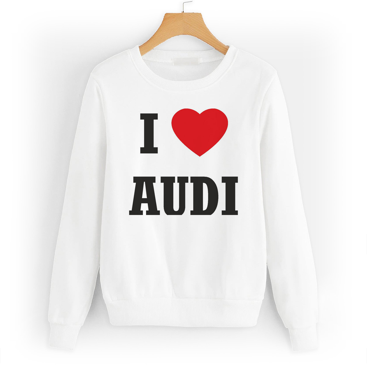 

Свитшот белый CoolPodarok Авто. I love audi, W0111446