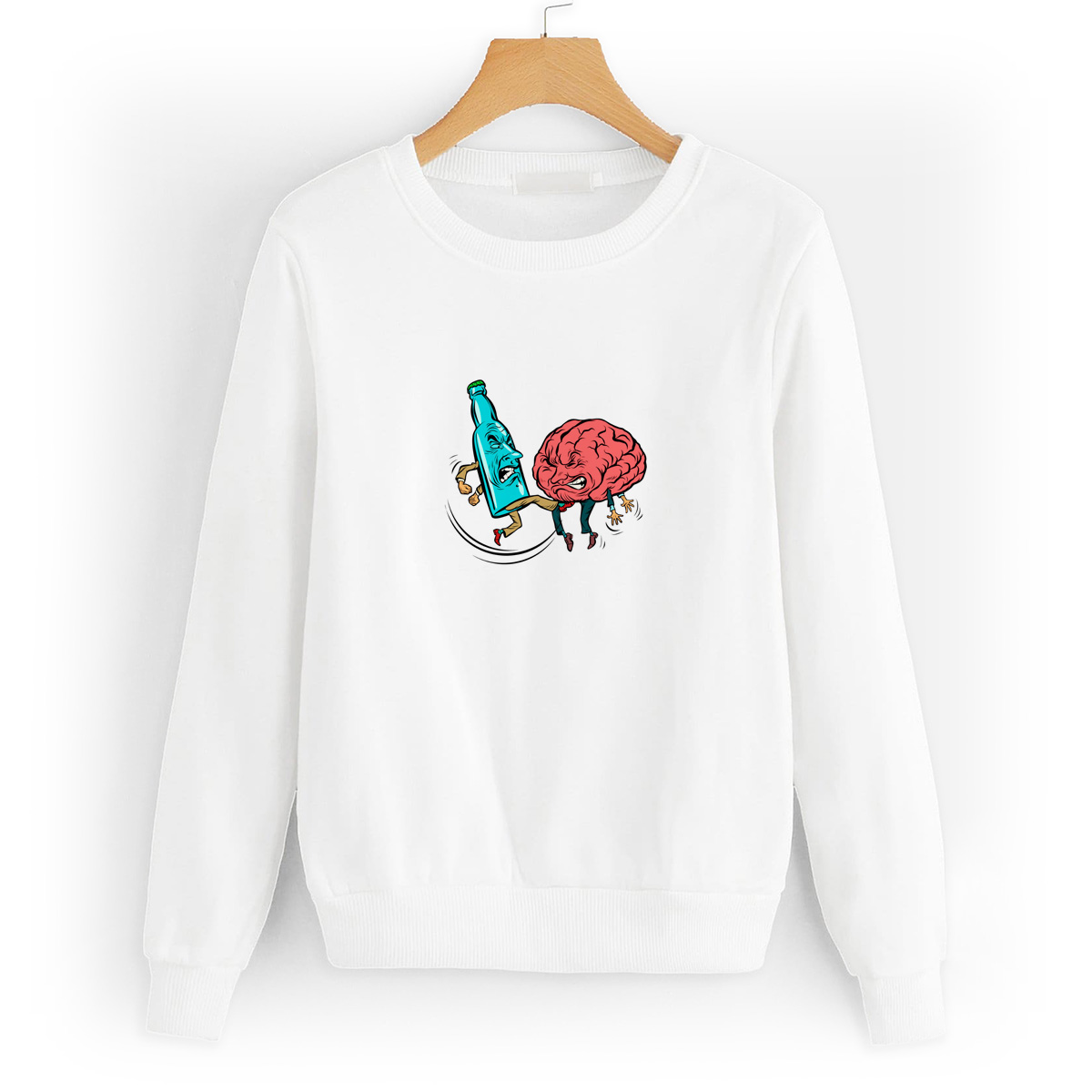 

Свитшот белый CoolPodarok Прикол. Бутылка и мозг, W0501748