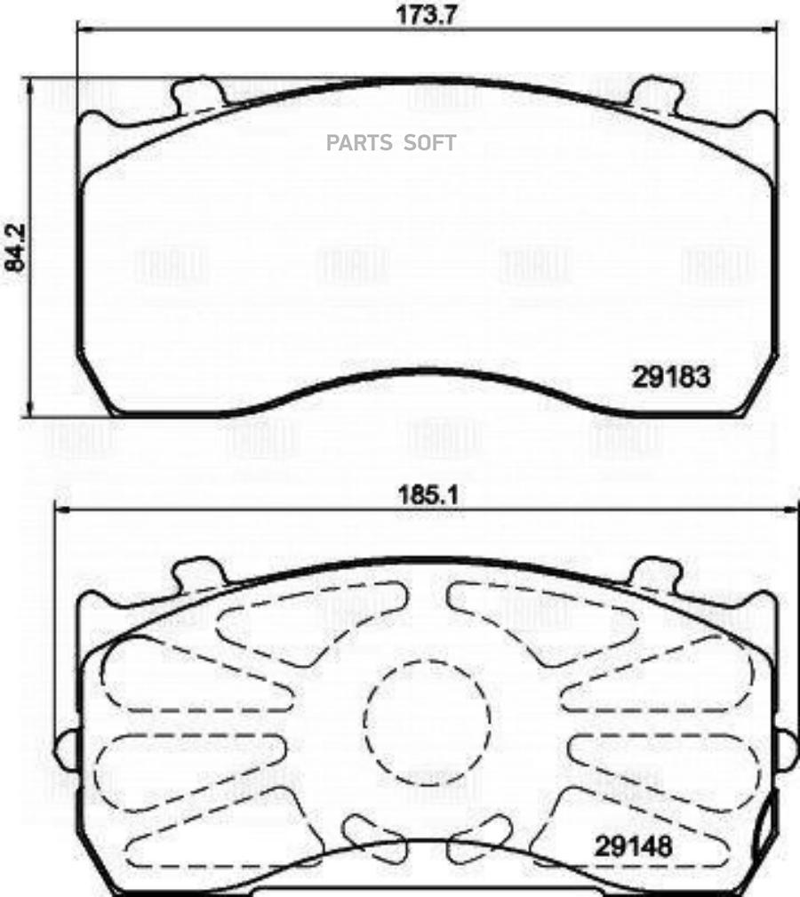 

Колодки торм. для а/м ГАЗ 33104, MAN, Mercedes (WVA № 29115) диск. с р/к TRIALLI PFT29115