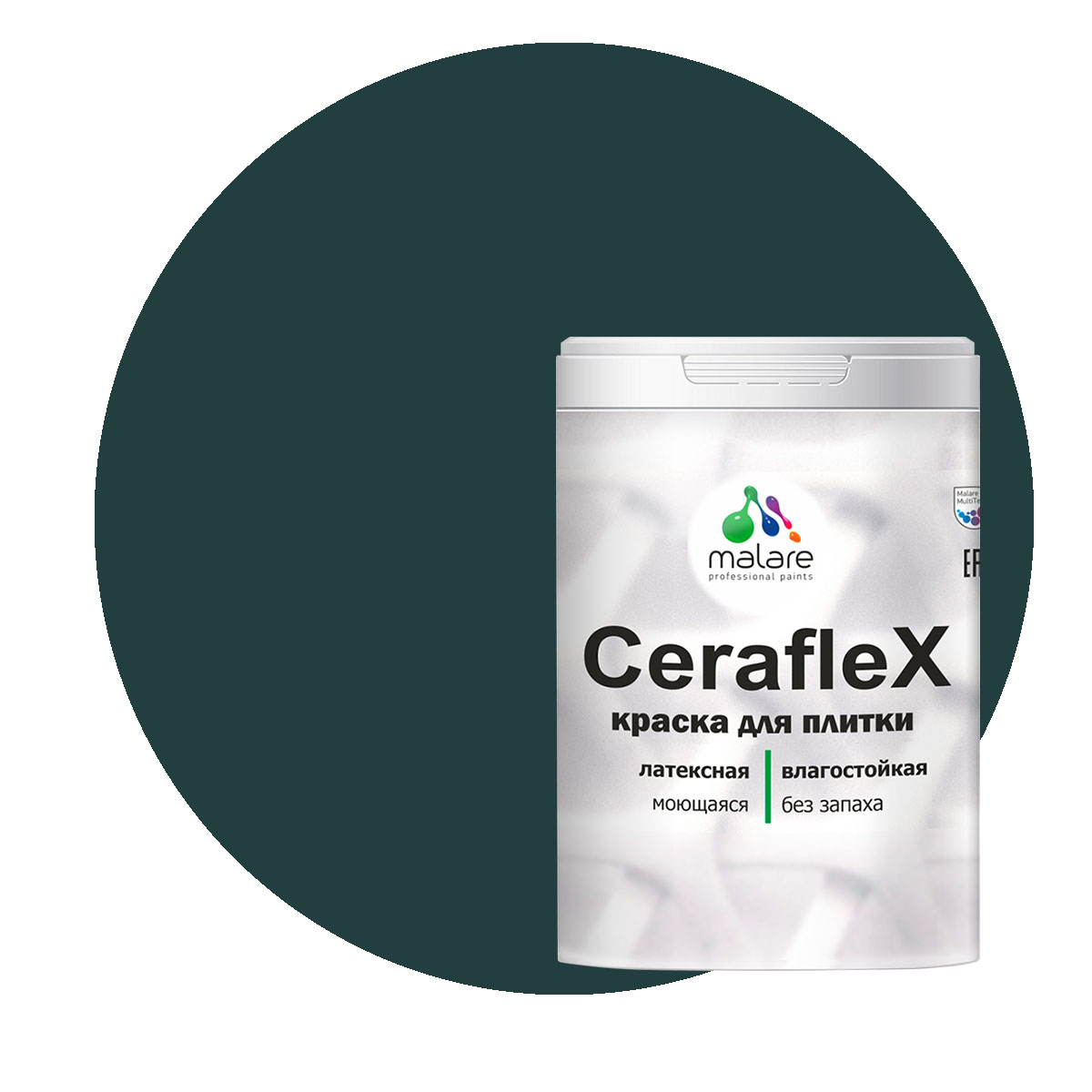 

Краска Malare Ceraflex для кафельной плитки и стен в ванной, оклахома, 2 кг, Зеленый, Ceraflex-1