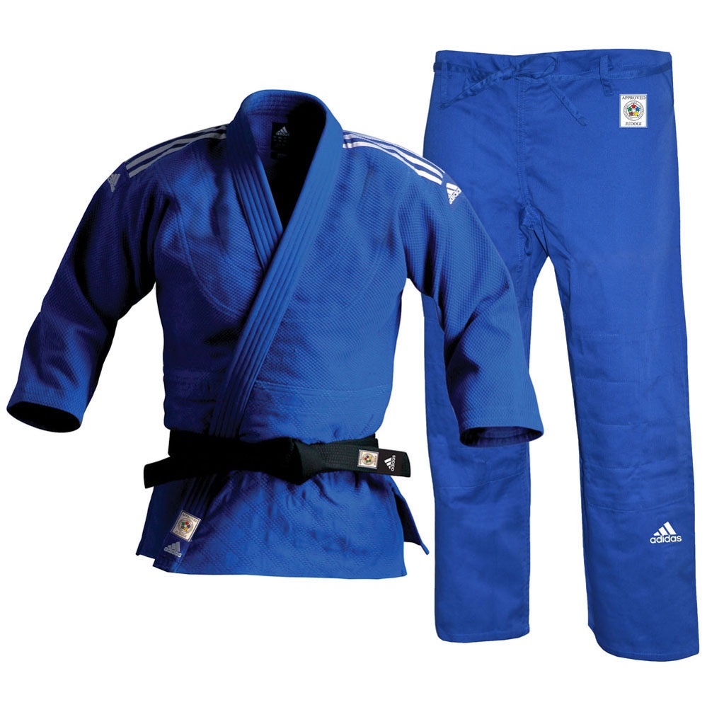 Кимоно для дзюдо Champion 2 IJF Premium синее с белыми полосками (размер 200 см)