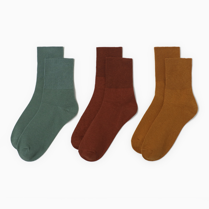 Комплект носков женских KAFTAN Base зеленых, коричневых 36-39, 3 пары
