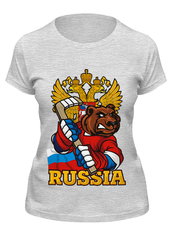 

Футболка женская Printio Russian bear серая M, Серый, Russian bear