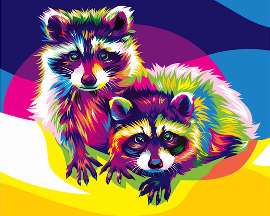 

Картина по номерам Paintboy Радужные еноты, 30x40 см, Радужные еноты