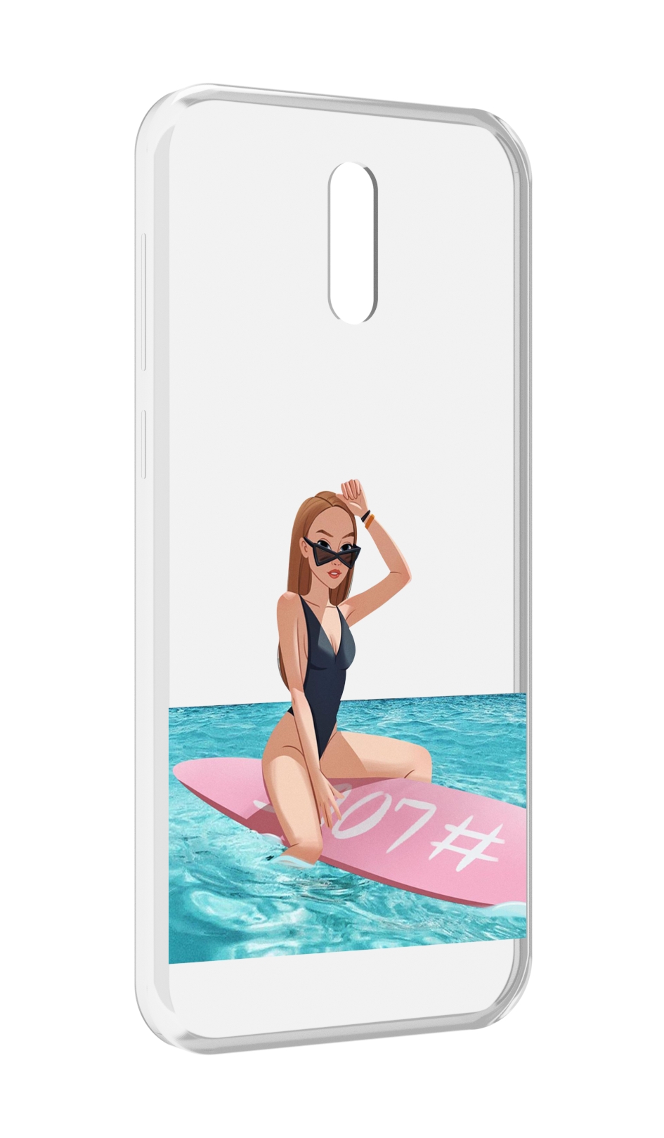 

Чехол MyPads девушка-на-серфе женский для Alcatel 3L (2019), Прозрачный, Tocco