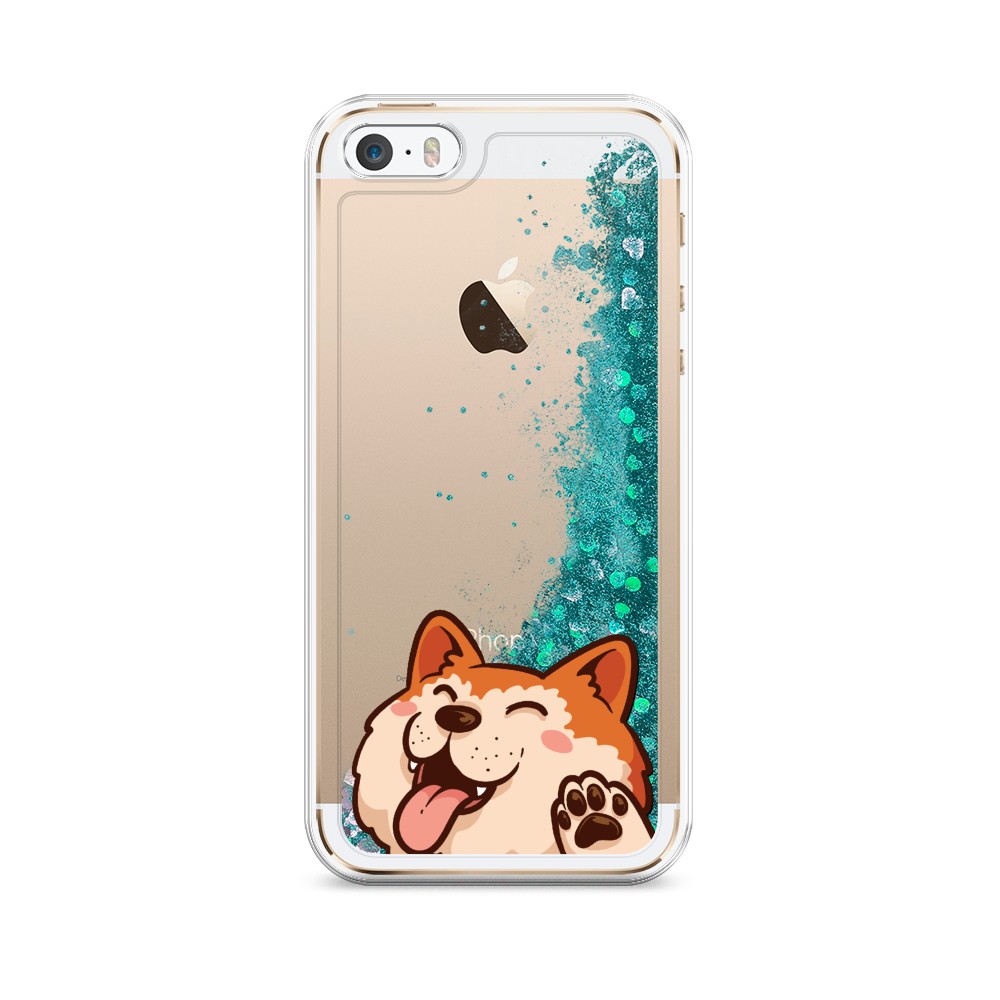 

Жидкий чехол с блестками "Акита-ину машет" на Apple iPhone 5, 10395-1