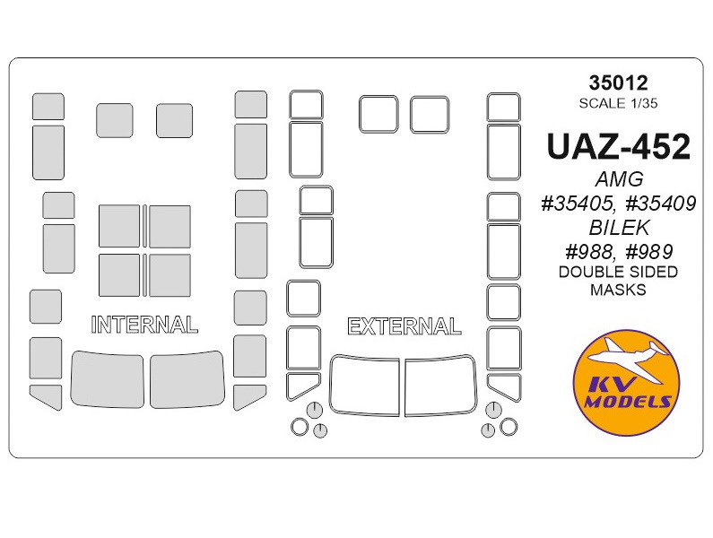 35012KV УАЗ-452 Буханка Двусторонние маски для моделей фирмы AMG / BILEK