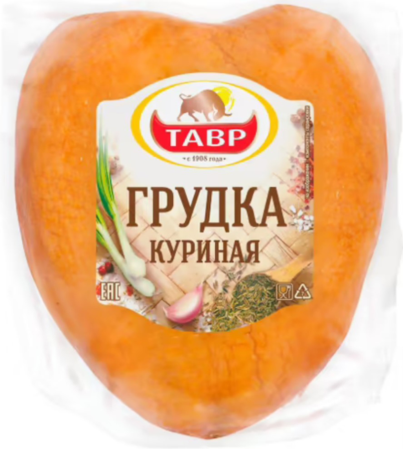 

Грудка куриная Тавр копчено-вареная, в вакууме, 600-700 г