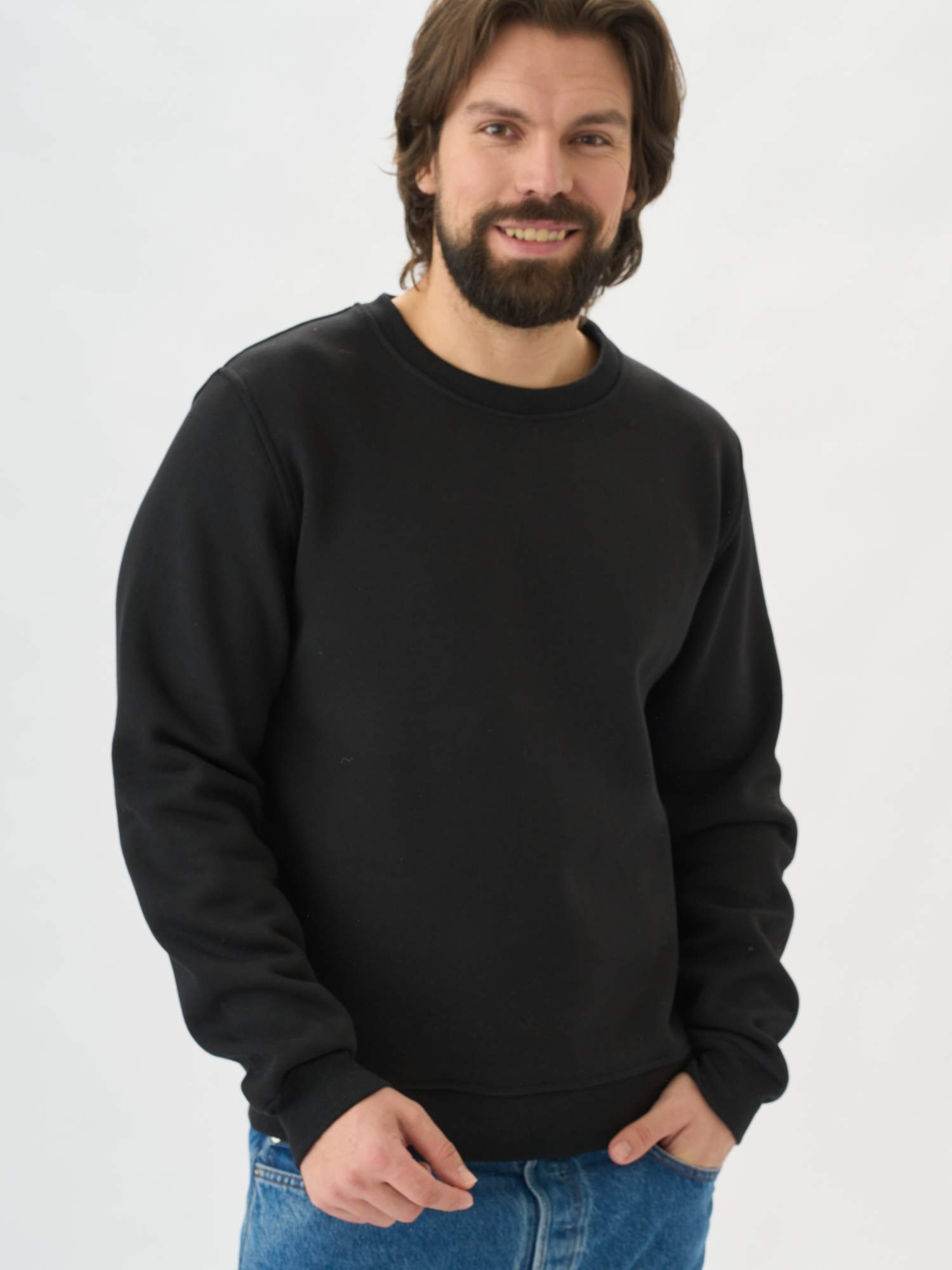 Свитшот унисекс Uzcotton Premium с начесом черный 44-46 RU 1235₽