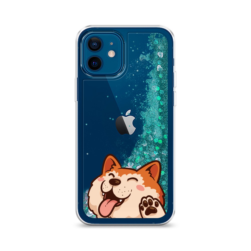 

Жидкий чехол с блестками "Акита-ину машет" на Apple iPhone 12, 12595-1