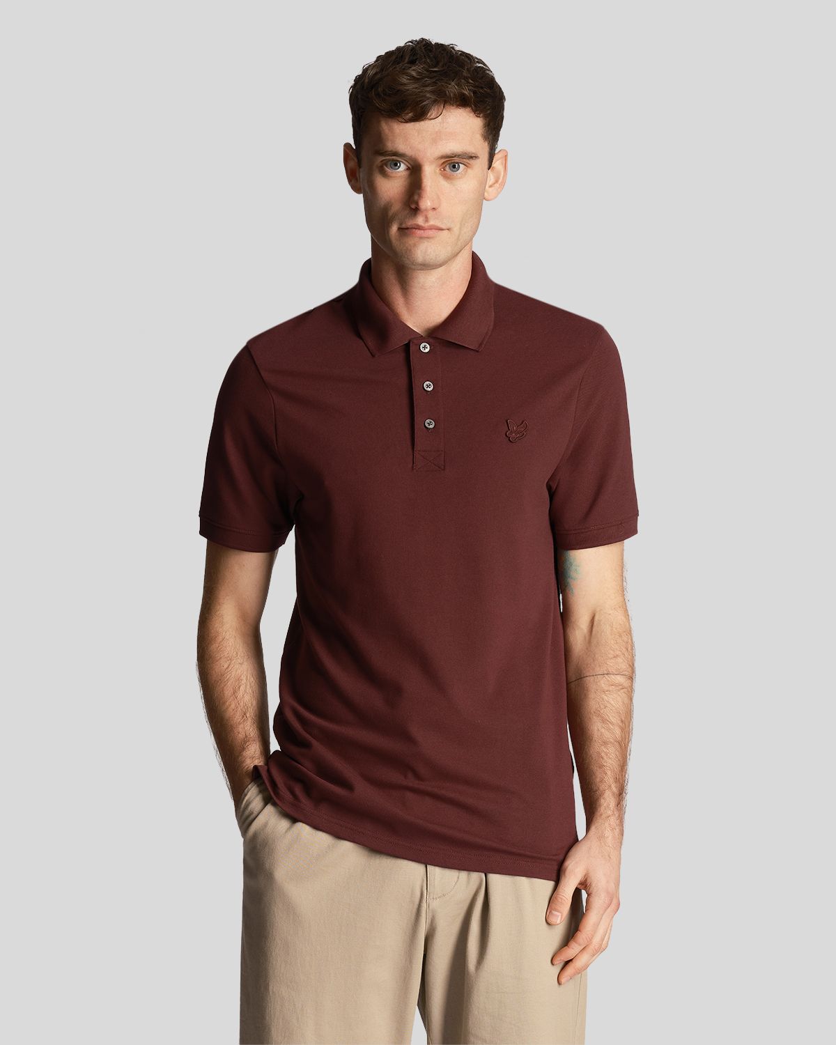 Футболка мужская Lyle&Scott Tonal Eagle Polo Shirt бордовая S