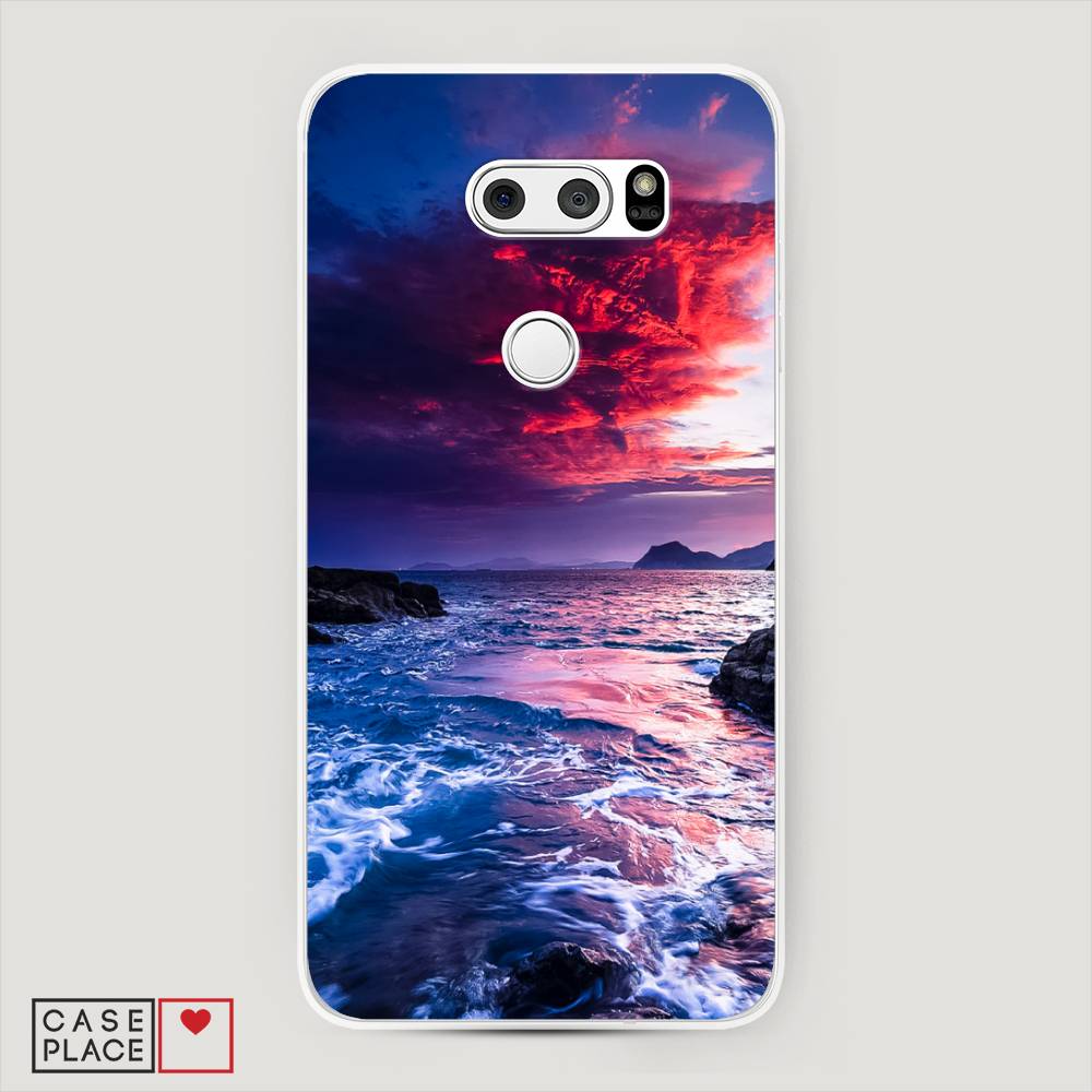 

Чехол Awog на LG V35 ThinQ "Волны 1", Розовый;синий, 83650-4