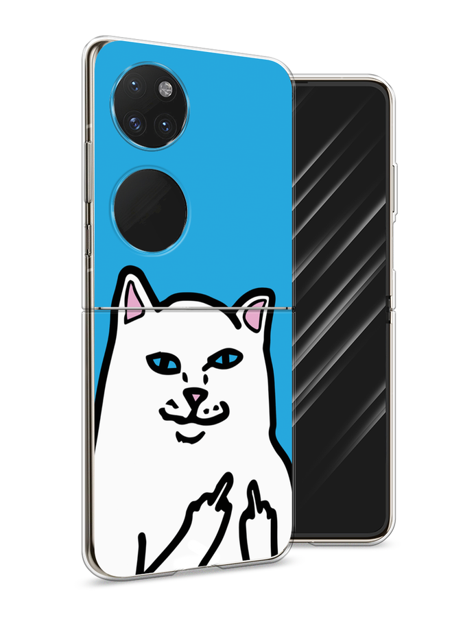 

Чехол Awog на Huawei P50 pocket "Кот жесть", Белый;голубой;черный, 6107450-9