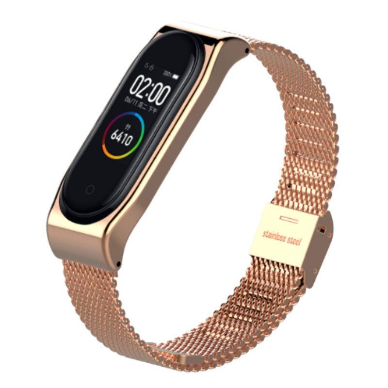 

Ремешок Mijobs для Xiaomi Mi Band 3/4/5 Milanese M3 розовое золото
