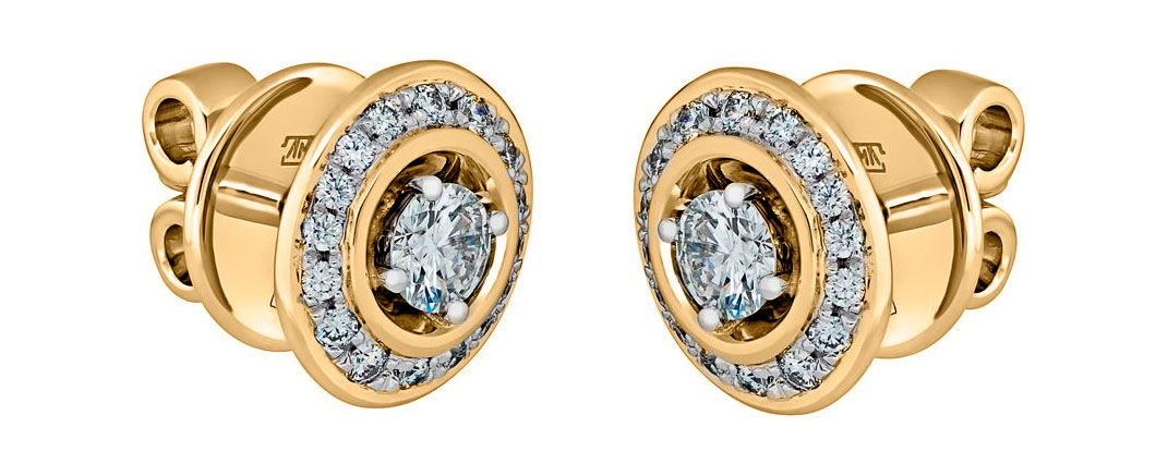 Серьги из желтого золота с бриллиантом Арт-Модерн 020429-ZH