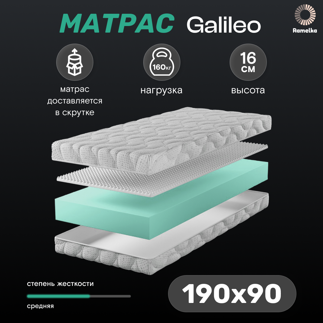 

Матрас Ramelka Mattress Galileo PRO 190х90х16, Galileo PRO