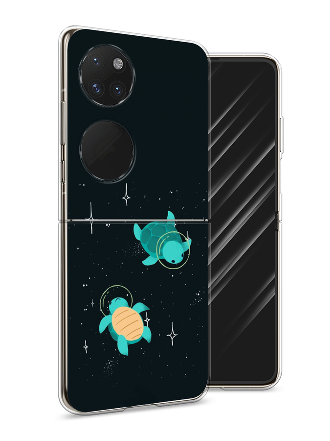 

Чехол Awog на Huawei P50 pocket "Черепашки космонавты", Черный;синий, 6107450-4