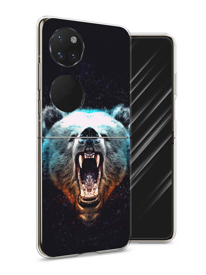 

Чехол Awog на Huawei P50 pocket "Медведь", Коричневый;голубой;черный, 6107450-2