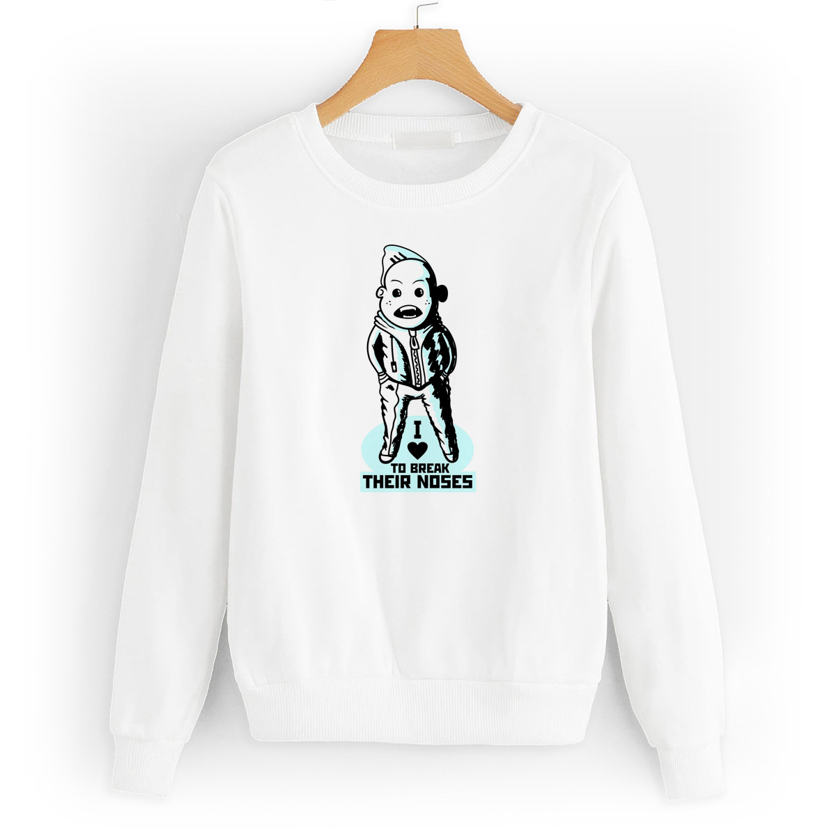 

Свитшот белый CoolPodarok I love to break their noses, W0151261