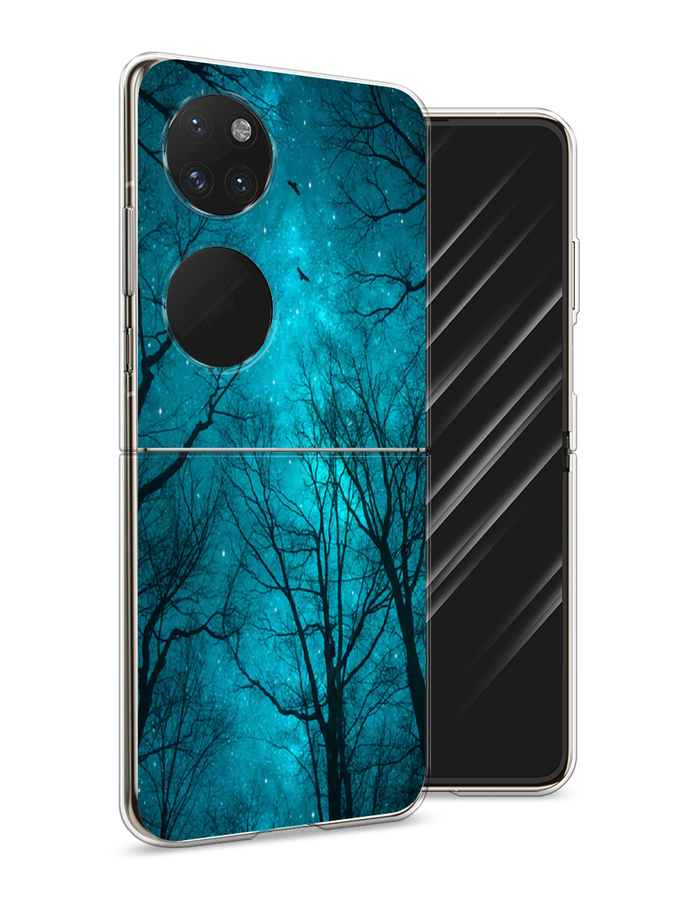 

Чехол Awog на Huawei P50 pocket "Сказочный лес", Черный;голубой, 6107450-4