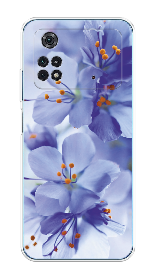 

Чехол на Xiaomi Poco M4 Pro 4G "Фиолетовые цветки", Фиолетовый;синий, 313050-1