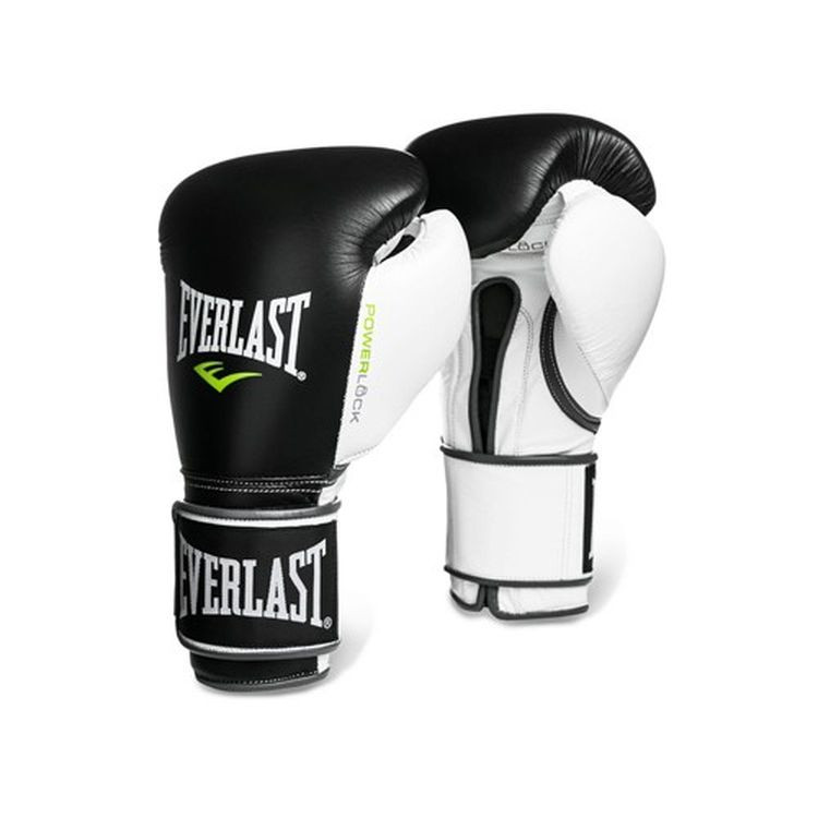 фото Перчатки тренировочные everlast powerlock 12oz черные/белые/зеленые