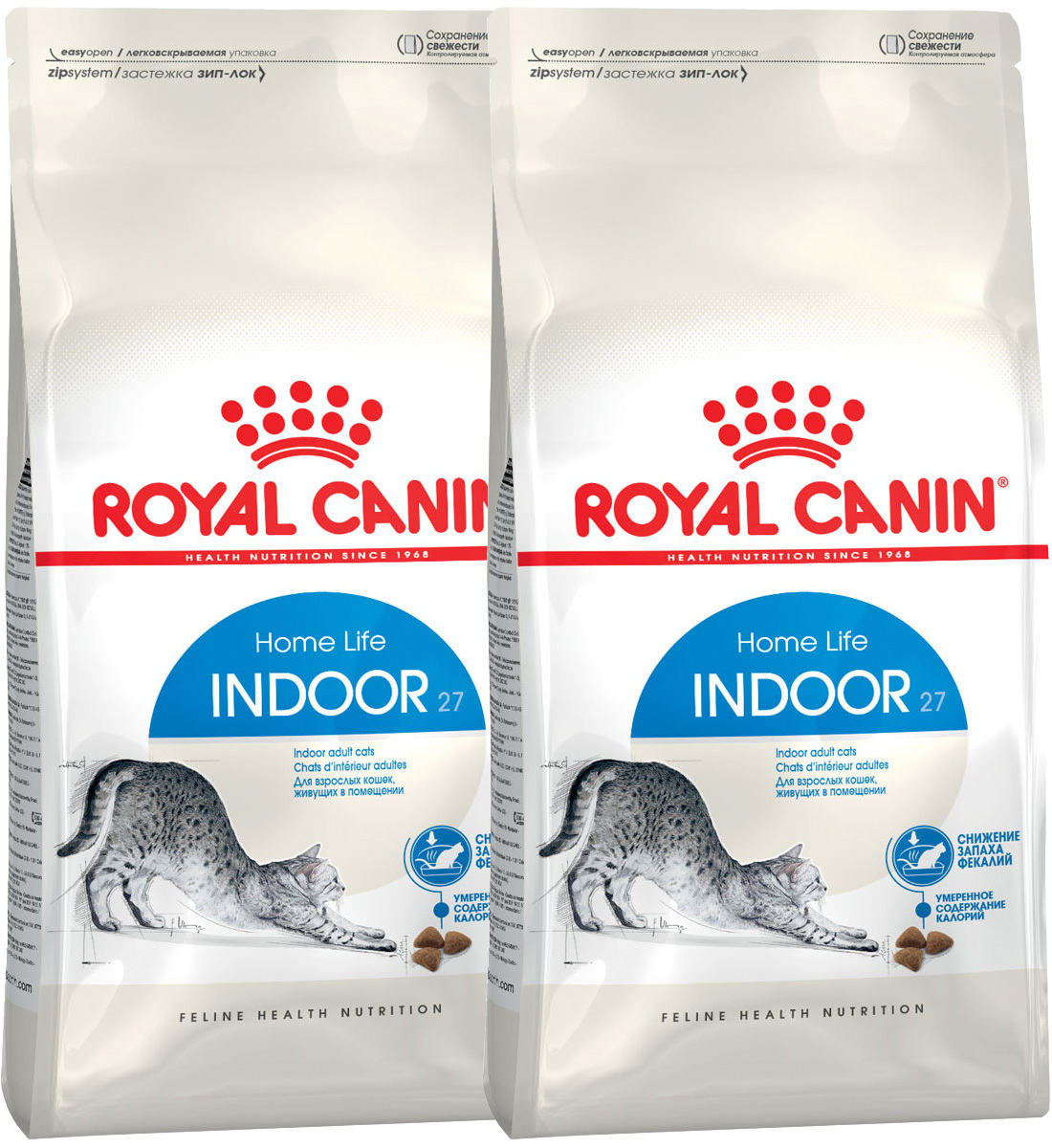 фото Сухой корм для кошек royal canin indoor 27 для живущих дома, 2шт по 10кг