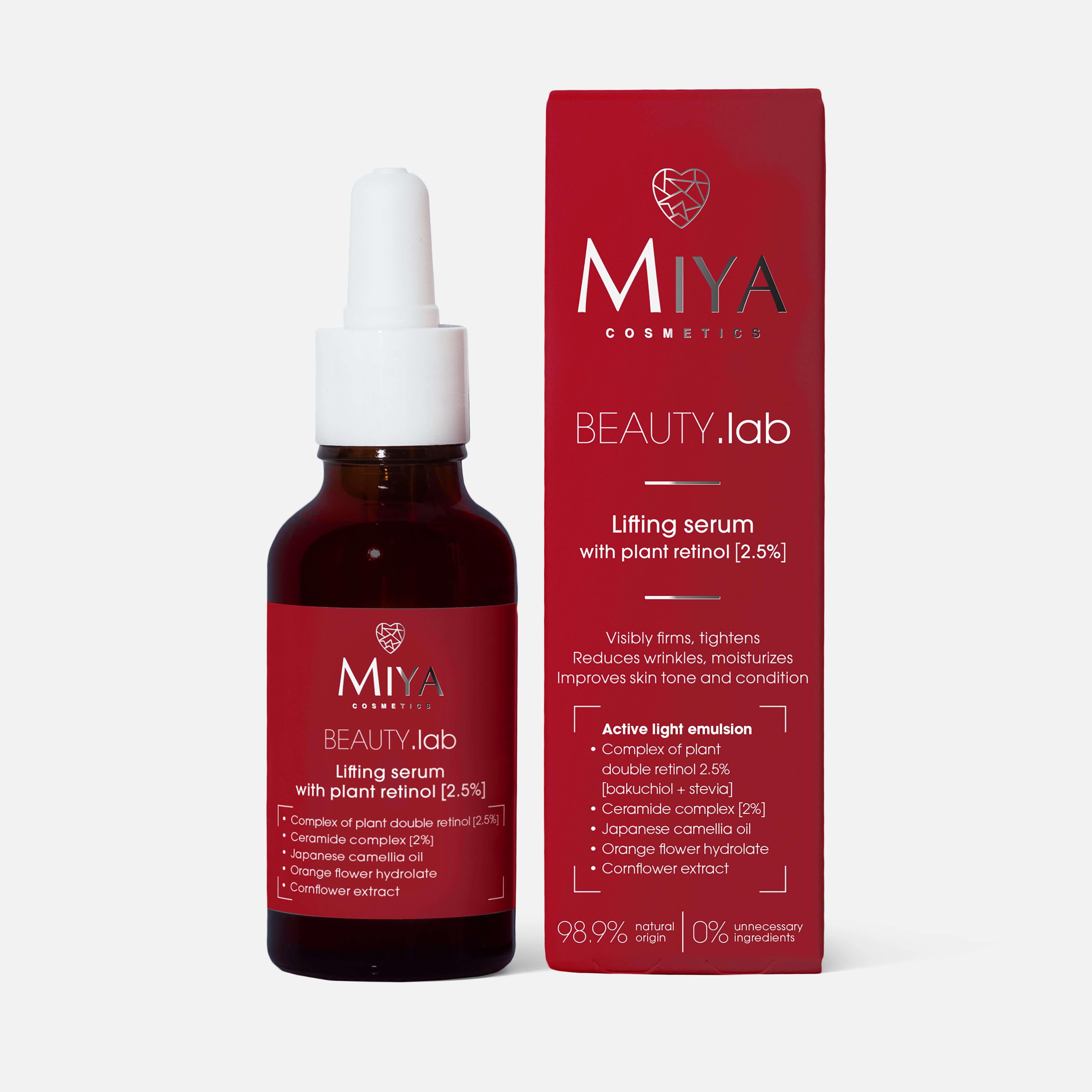 Сыворотка для лица Miya cosmetics Beauty.Lab Lifting Plant Retinol 2.5%, 30 мл inspira cosmetics разглаживающая морщины и устраняющая сухость сыворотка 30 мл