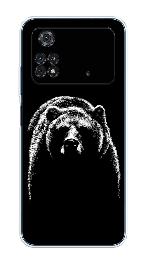 

Чехол на Xiaomi Poco M4 Pro 4G "Медведь в ночи", Белый;черный, 313050-1