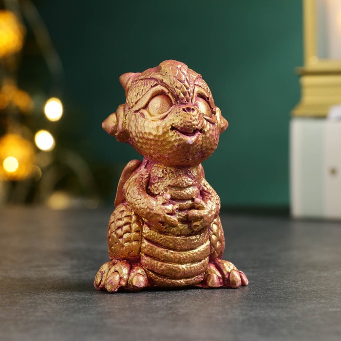 

Фигура "Дракон Дарк" бордовая с позолотой, 8см, Золотистый;красный