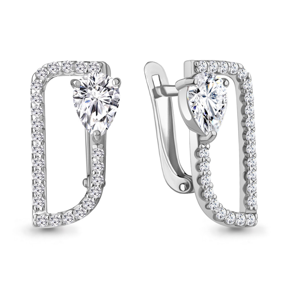 

Серьги из серебра Aquamarine 49745А, фианит, 49745А_925_р