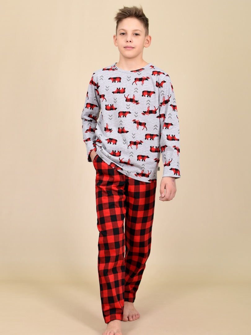 Пижама детская LIDEKO kids 582-22, красно-серая, размер 164