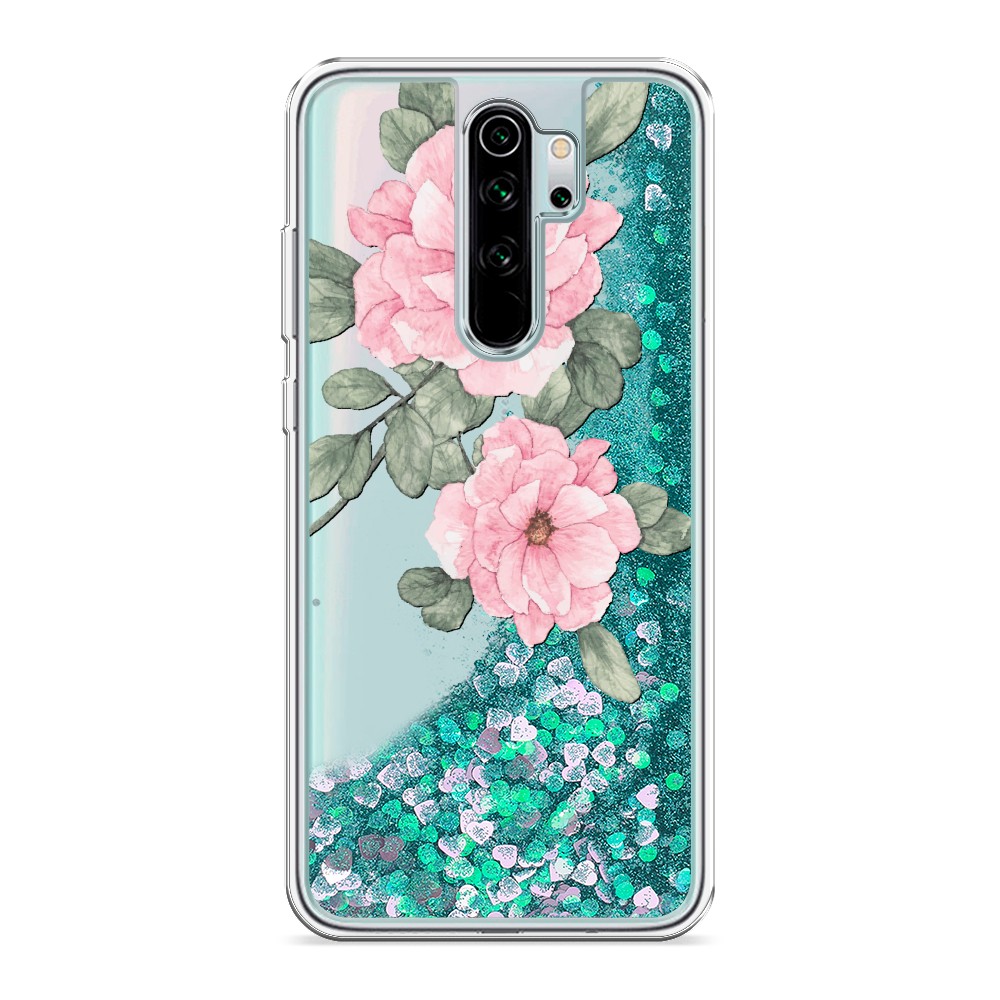 

Жидкий чехол с блестками "Акварельные розовые цветы" на Xiaomi Redmi Note 8 Pro, 36695-1