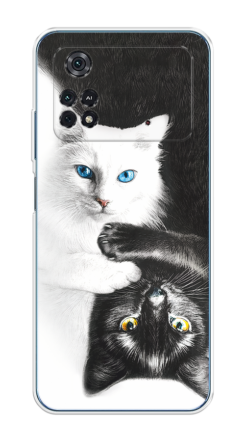 

Чехол на Xiaomi Poco M4 Pro 4G "Коты Инь-Янь", Черный;белый;голубой, 313050-1
