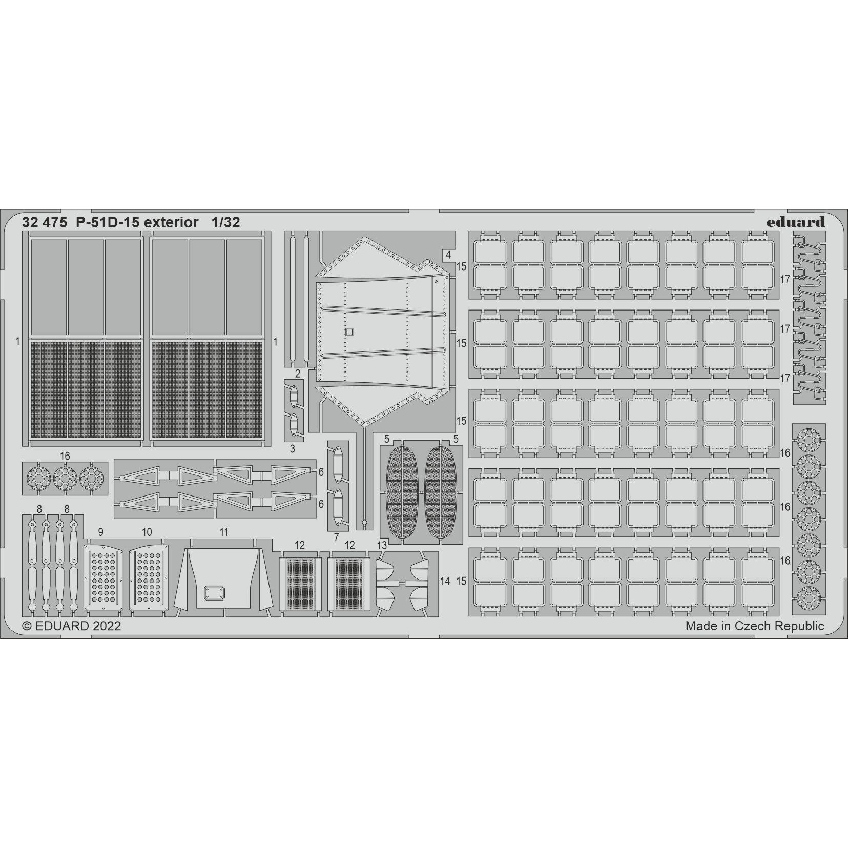 

32475 Eduard 1/32 Фототравление для P-51D-15, экстерьер, Однотонный, 32475