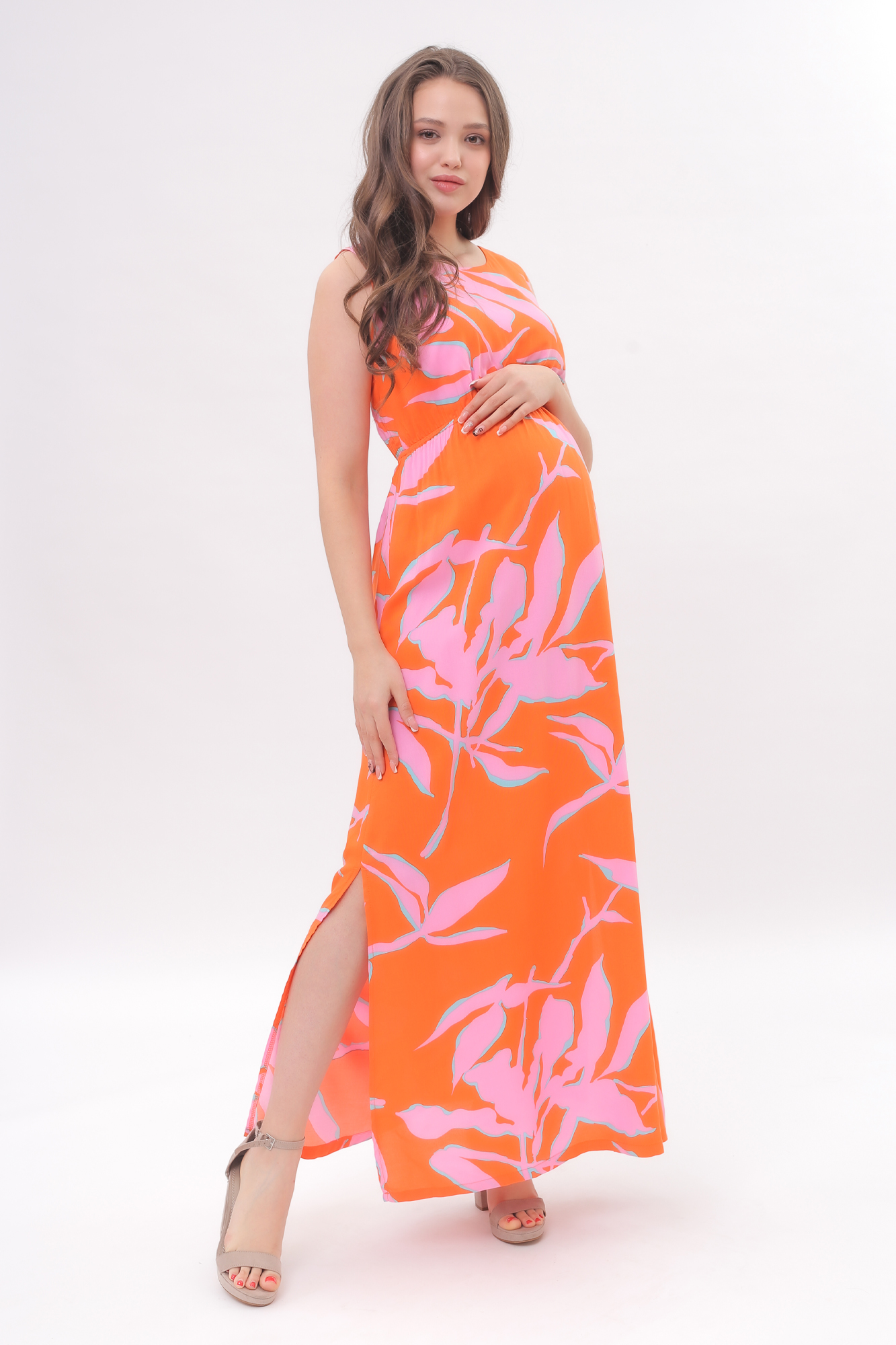 Платье для беременных женское Magica bellezza 08-43922MB оранжевое 50 RU